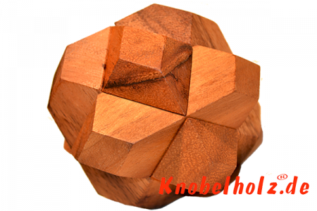 Angeless Star 3D Puzzle mit 6 Holzteilen für eine Person in den Maßen 7,0 x 7,0 x 7,0 cm, samanea wooden puzzle brain teaser